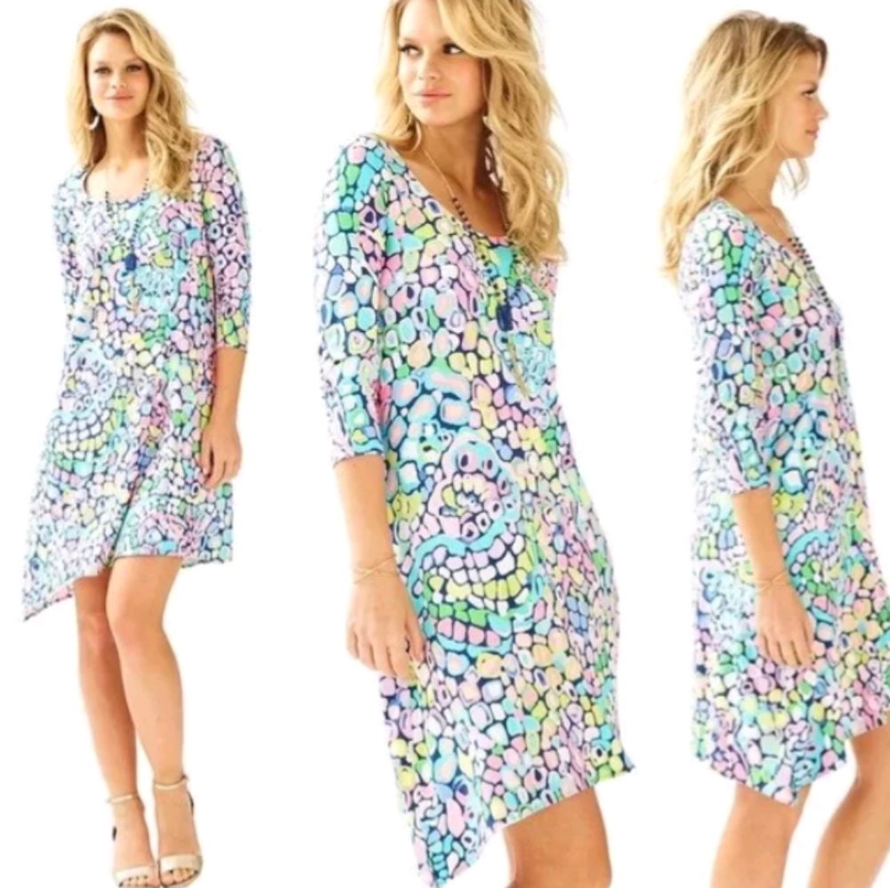 Lilly Pulitzer Womens  XL Colorful Gypsy Jungle Ariana Asymmetrical Swing Dress